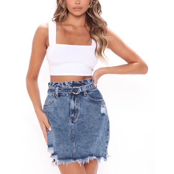 Ambiance Cotton Blend Square Neck Wide Straps White Cropped Tank Size M - Picture 10 of 11